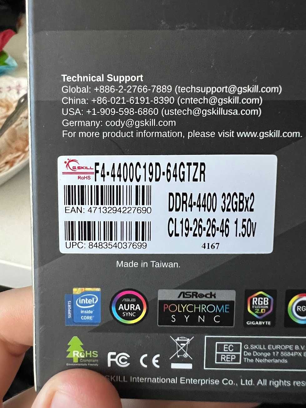 G.Skill TridentZ RGB DDR4 64GB (2x32GB) 4400 cl19