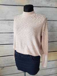 H&M super cienki sweter z koralikami r. XS-S-M