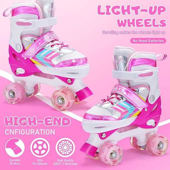 Ylaide Regulowane Wrotki Dziecięce Świecące S 28-32 Podświetlane Koła