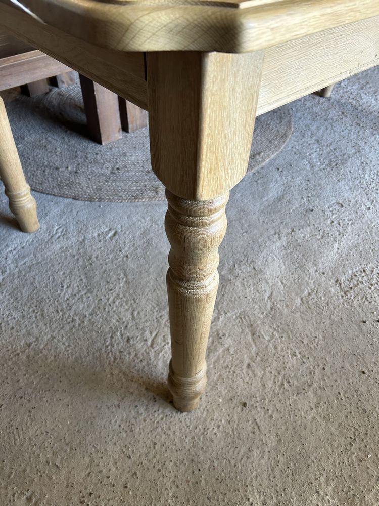 Drewniany stół rozkladany debowy 185x90 na toczonych
