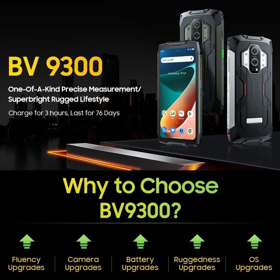 Захищений смартфон Blackview BV9300 12/256Gb Black, АКБ 15080mAh