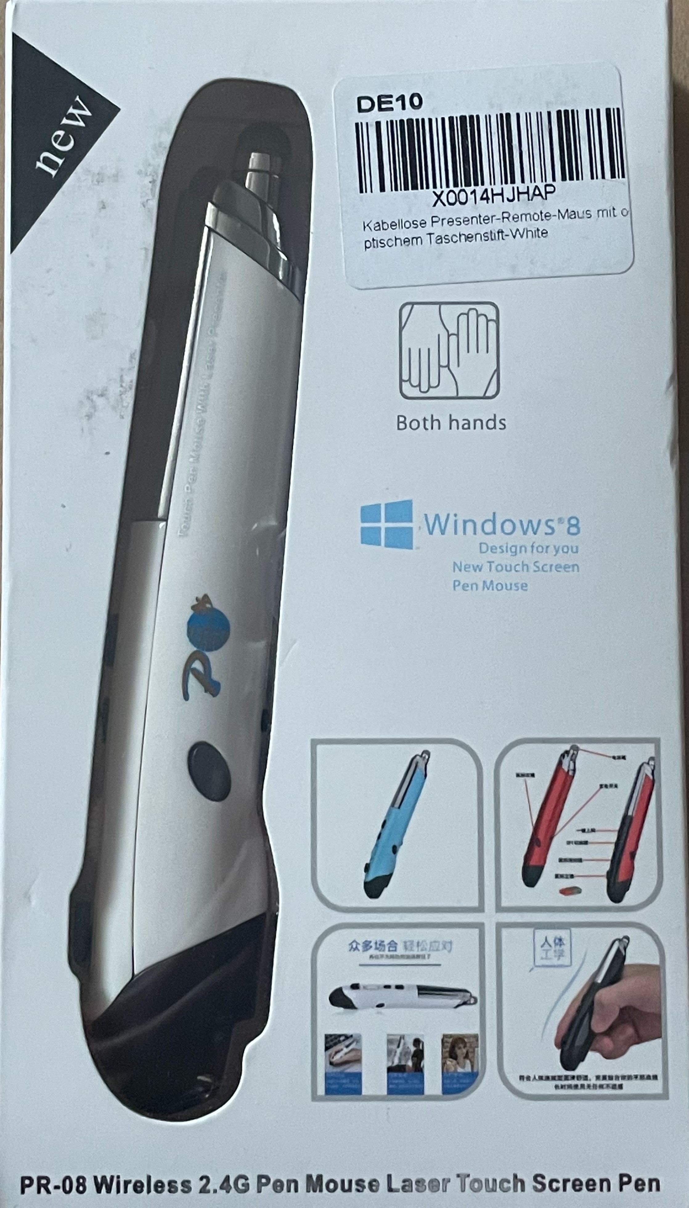 pr-08 wireless 2.4g pen mouse laser touch screen pen windows 8