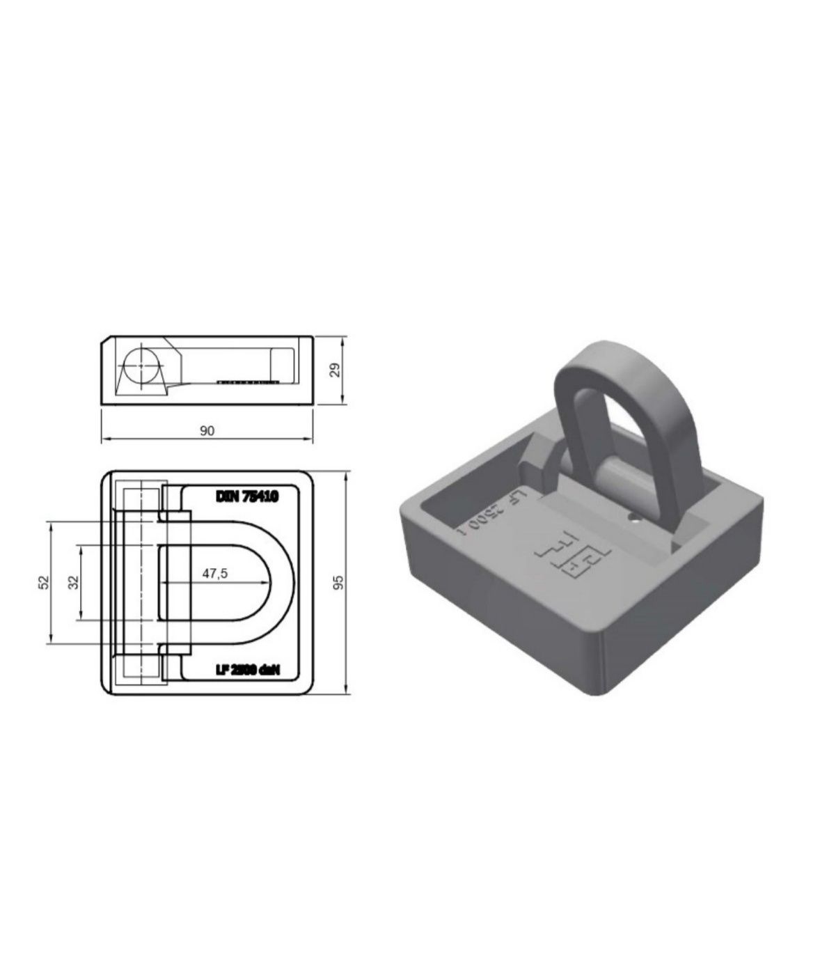 Вухо для кріплення вантажу 2,5 тонн (2500кг)