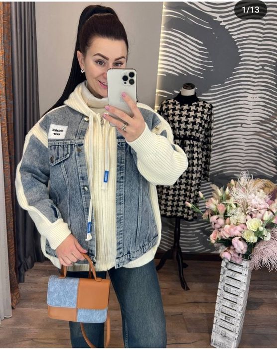 Весняна стильна жіноча курточка денім джинс