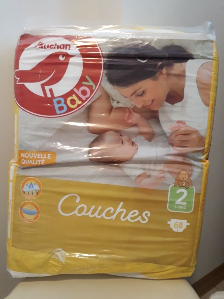 Підгузки Auchan Nouvelle Qualite Couches розмір 2 (3-6кг) 68шт Франція