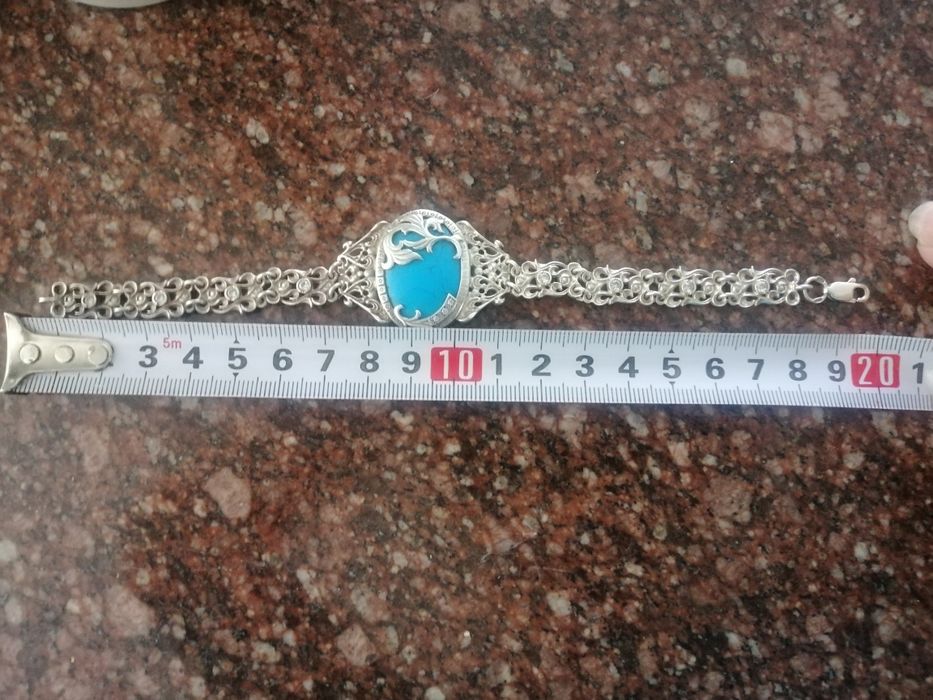 Срібло. 925 Набір браслет, сережки, підвіс. Бірюза