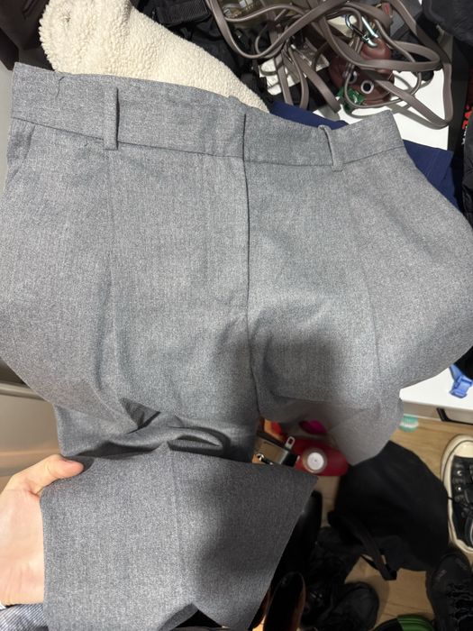 Сірі класичні брюки з защіпами zara віскоза