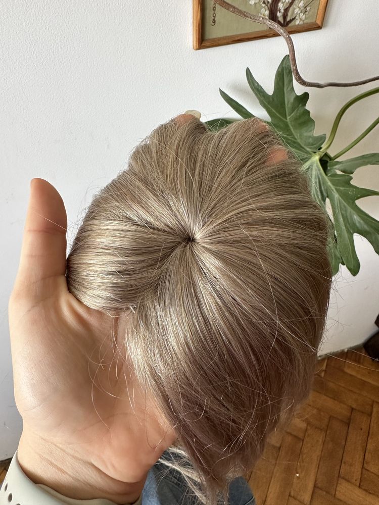 Dlugi topper popielaty blond