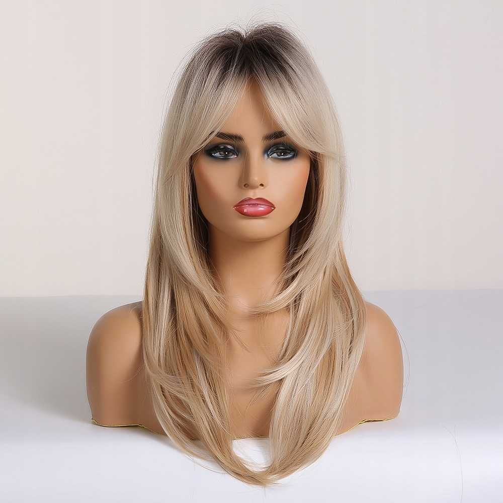 Peruka blond ombre do włosy długie jak naturalne grzywka