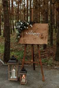 Tablica powitalna ślub wesele drewniana WITAMY plan stołów
