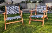 Fotele krzesła ogrodowe, 2x nowe z drewna i polirattanu