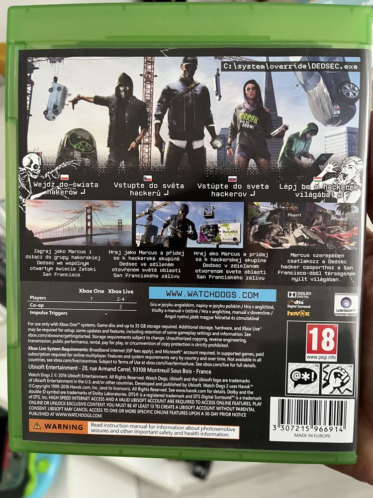Watch Dogs 2 Xbox One jak nowa PL