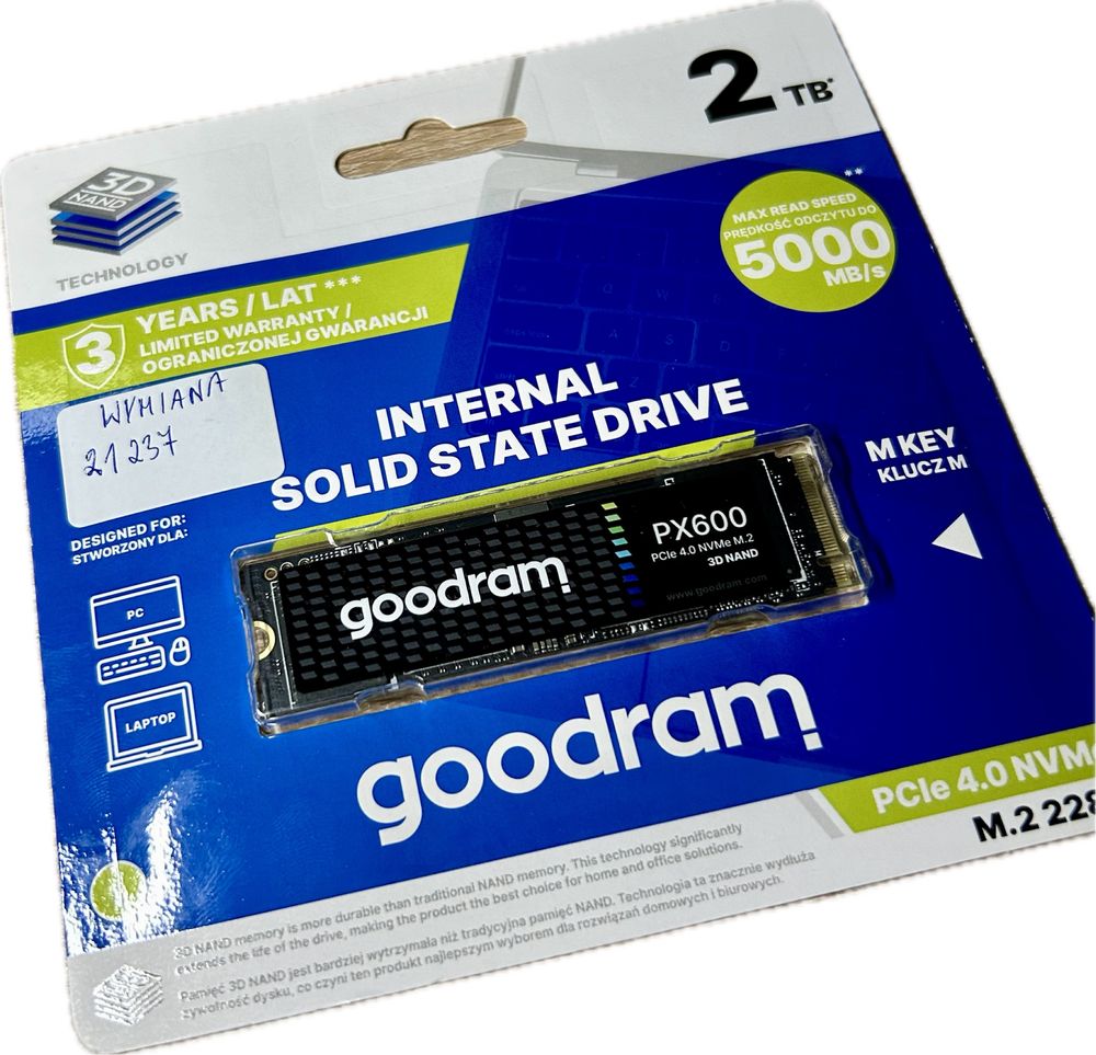 Dysk SSD GoodRam 2 TB M.2 2280 PCIe 4.0 (nowy)
