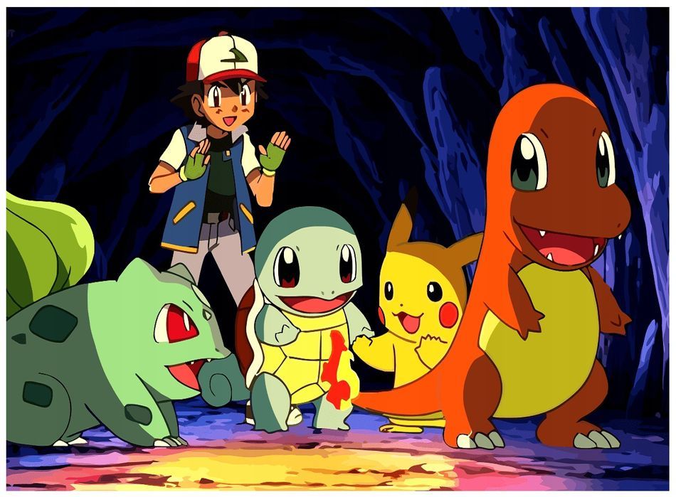 Malowanie po Numerach Pokemon Pokemony Obraz z Ramą
