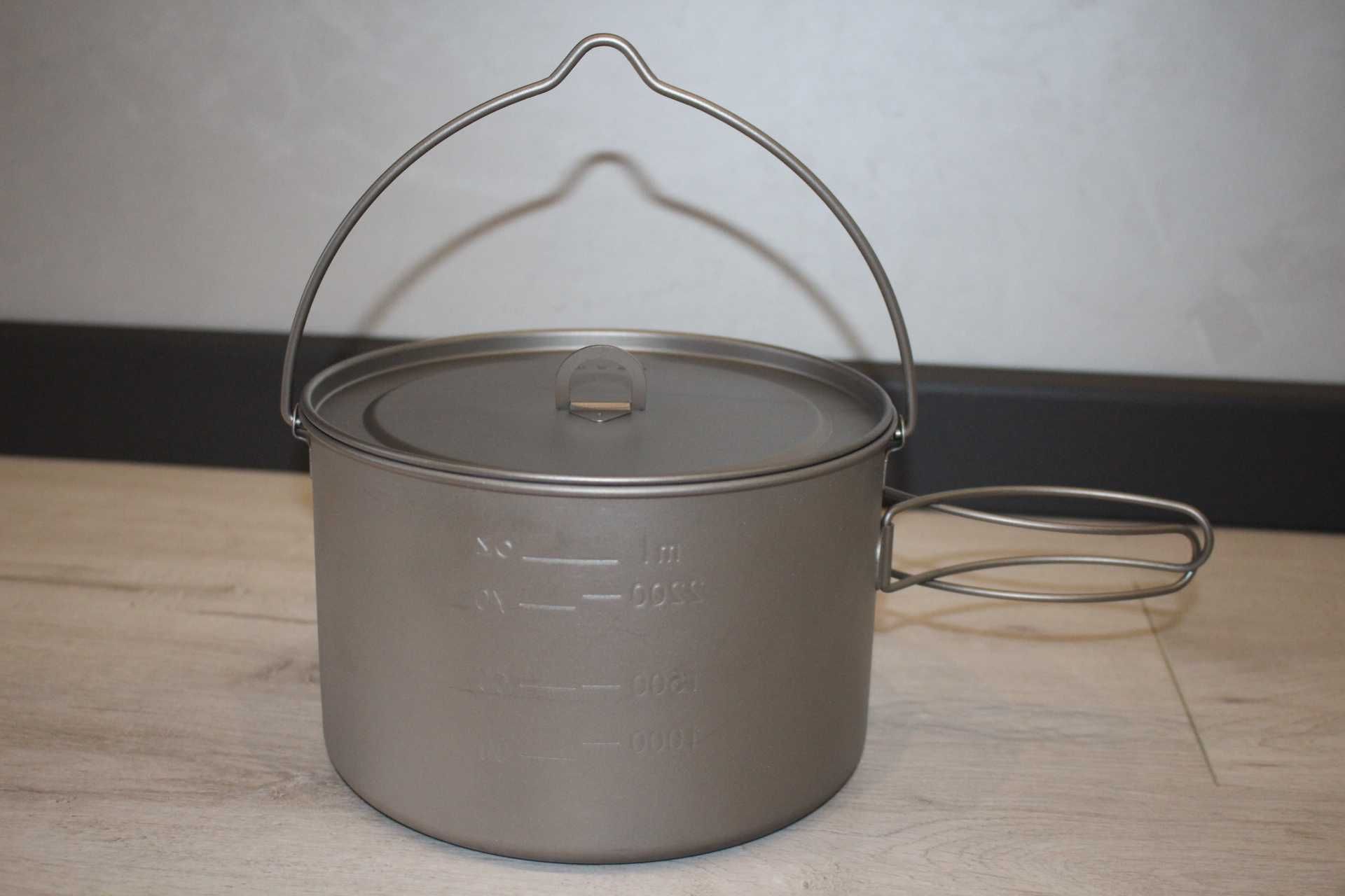 Титановый котелок 2800ml, сковородка гриль 1100ml. титановий казанок.