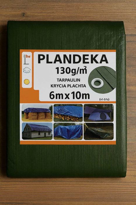 PLANDEKA 6x10m 130 g WODOODPORNA MROZOODPORNA płachta ochronna brezent