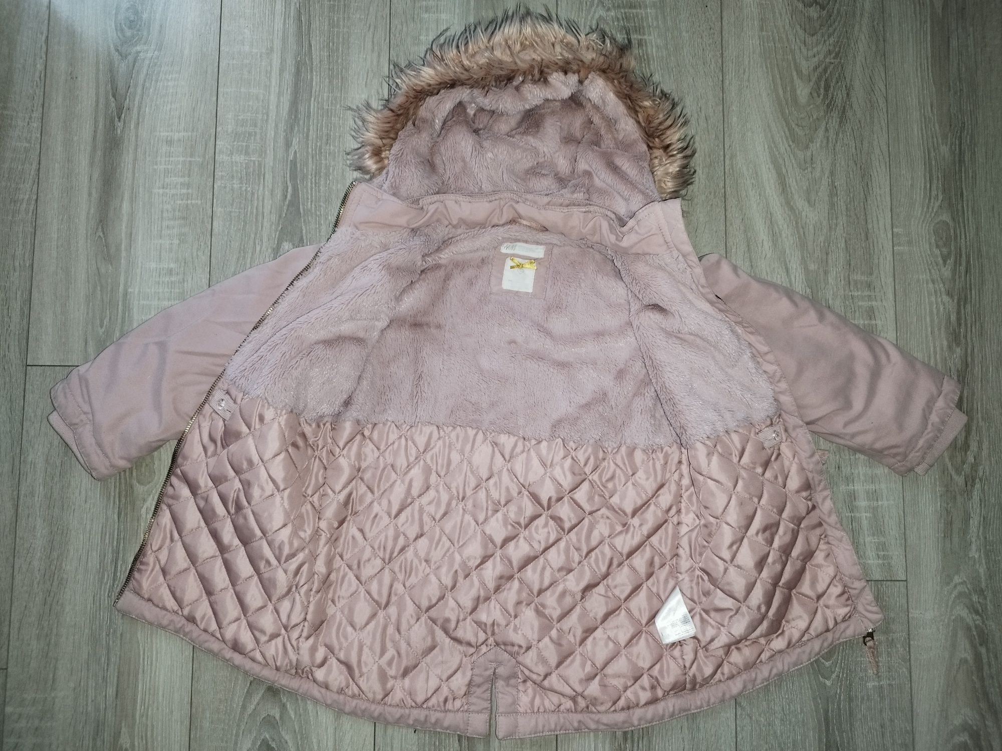 Pudroworóżowa dziewczęca kurtka parka h&m 122