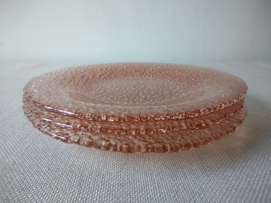 Kolorowe szkło Ząbkowice talerzyki (3sztuki) Sahara kolekcja PRL