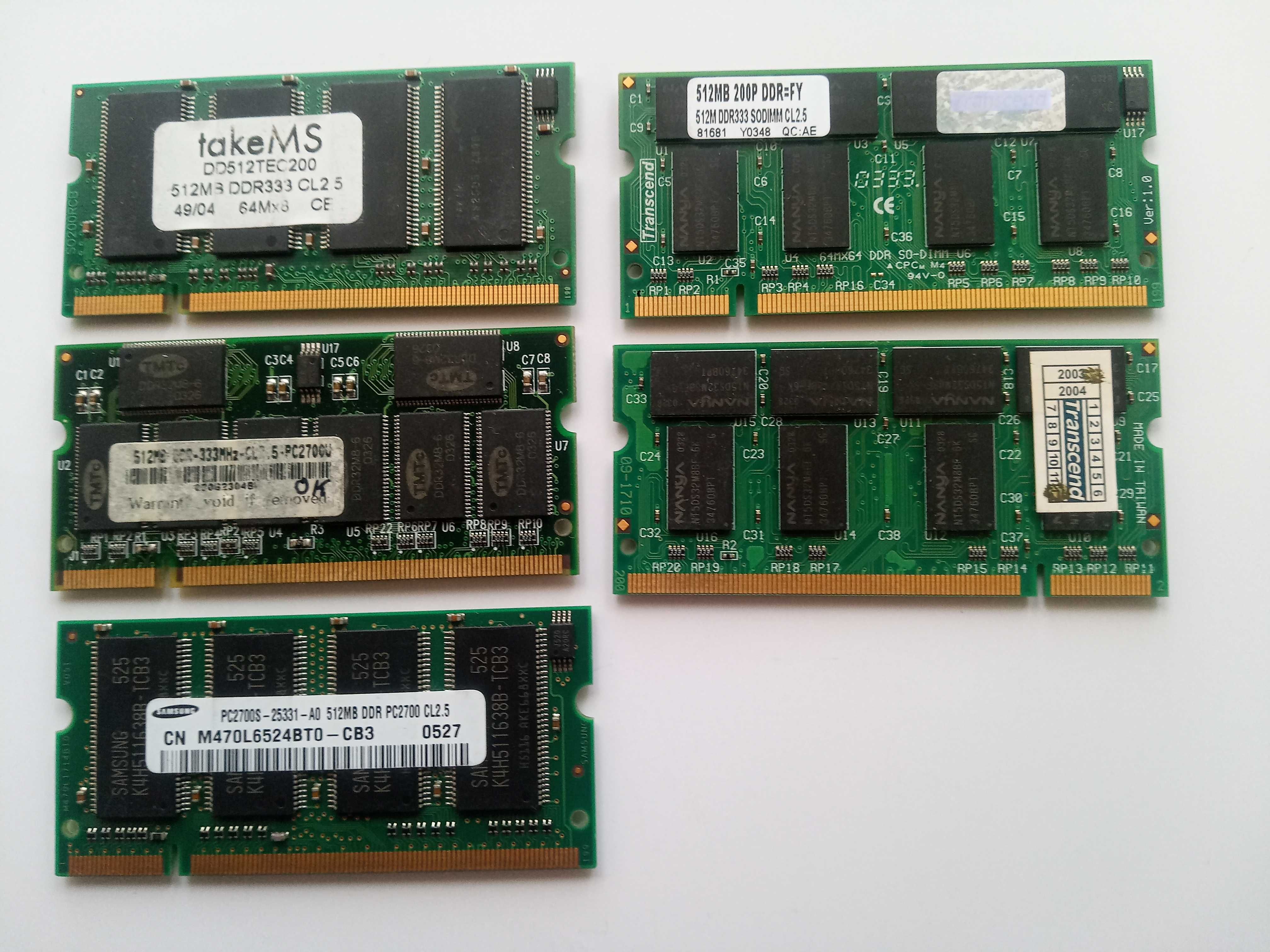 Память для пожилых ноутбуков SODIMM SDRAM PC100 DDR333 DDR400 DDR2 533