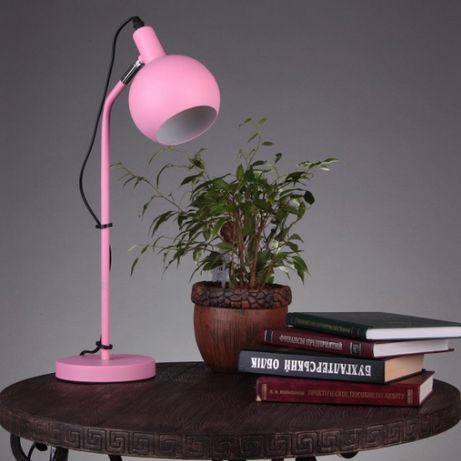 Настольная лампа KQS 23546. Розовая настольная лампа. Серая лампа.