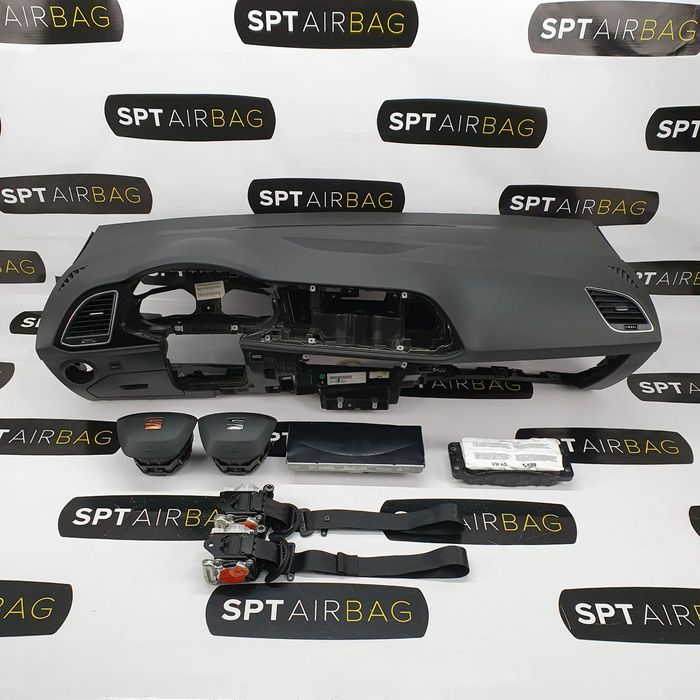 SEAT LEON 3 III 5F DESKA ROZDZIELCZA KONSOLA KOKPIT PULPIT PODUSZKI AIRBAG AIR BAG PASY KIT SET