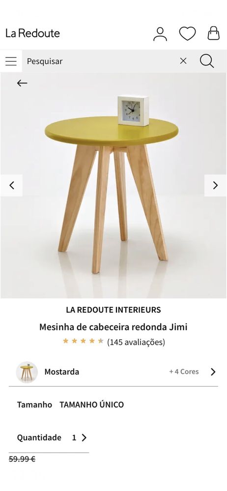 Mesa de cabeceira La Redoute amarela