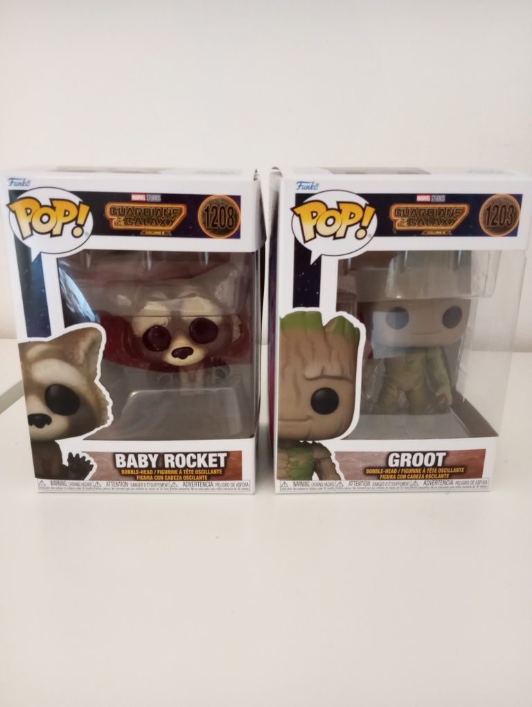 Funko Pops Marvel - Groot e Baby Rocket - Guardiõe