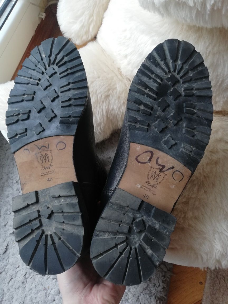 Buty kowbojki kozaki czarne ze skóry Massimo Dutti r. 40