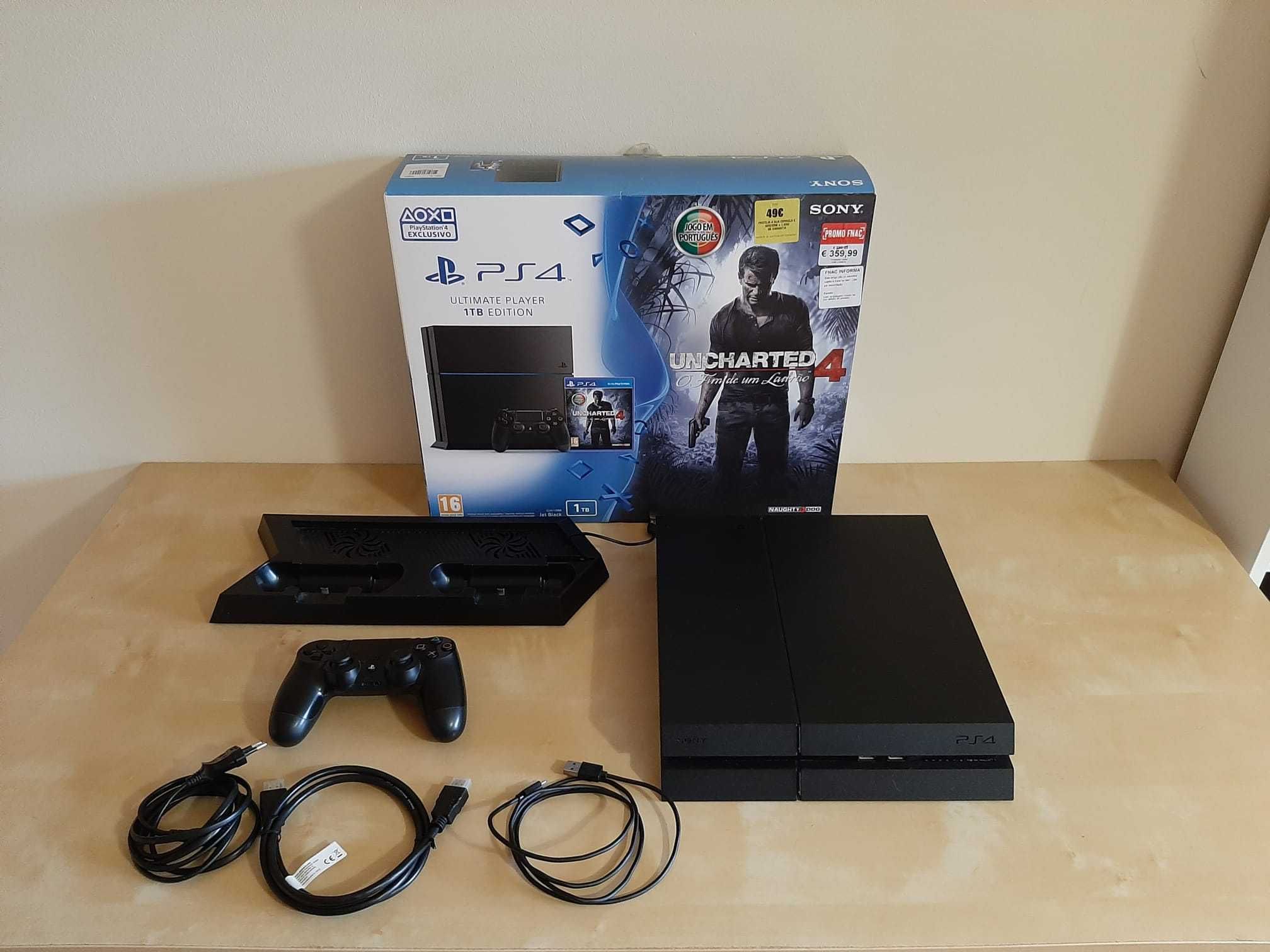 Playstation 4 1TB c/ Caixa + Stand Vertical