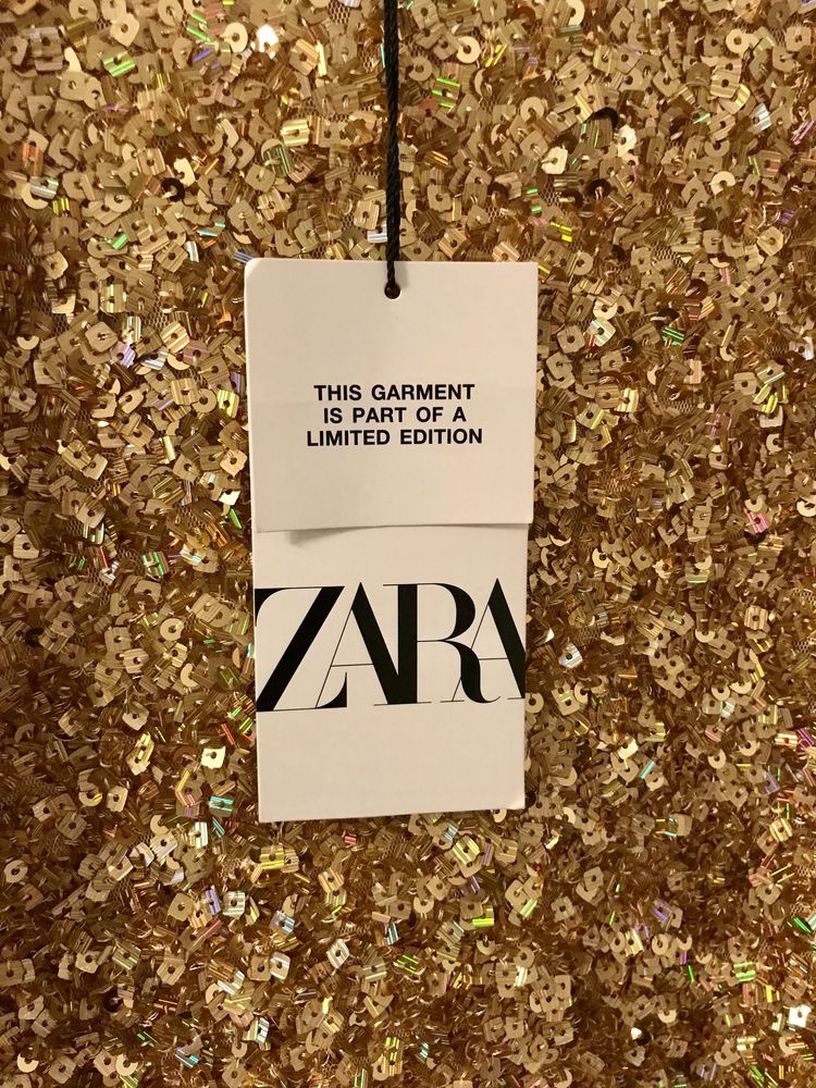 Sukienka zara cekiny złota nowa M