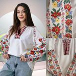 Жіноча вишиванка з червоними квітами S, M, L