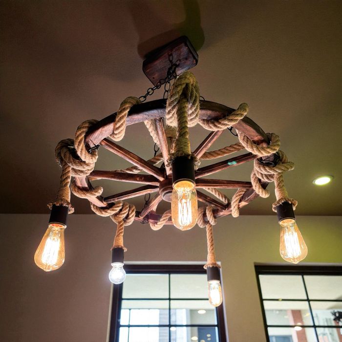 Lampa z koła żyrandol loft retro vintage do restauracji salonu altany