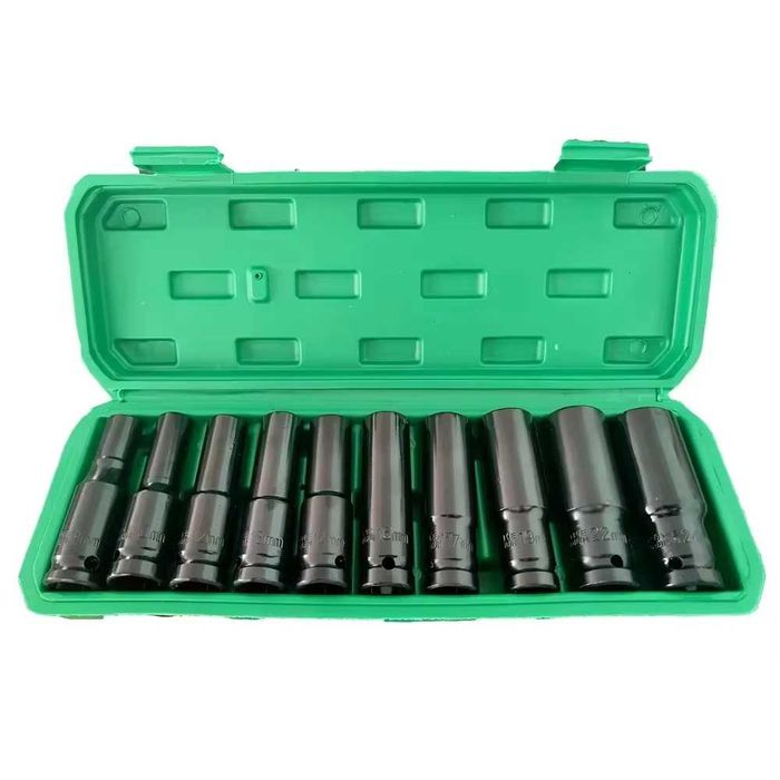 Komplet DŁUGICH WĄSKICH Nasadek Udarowych 1/2” z Walizką 8–24 mm