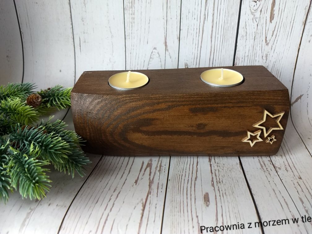 Drewniany świecznik - handmade