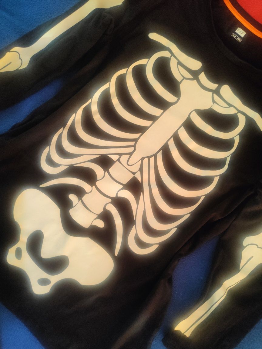 Bluza kościotrup kości halloween karnawał świeci w ciemnościach