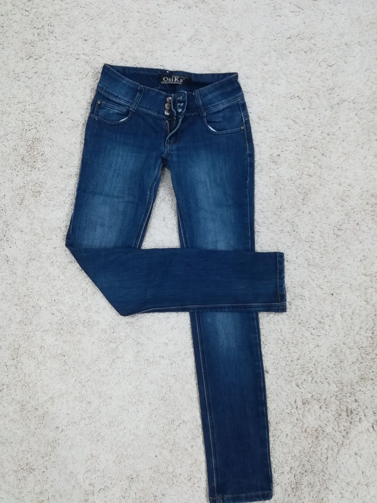 Granatowe przecierane jeansy damskie rozmiar 38 M