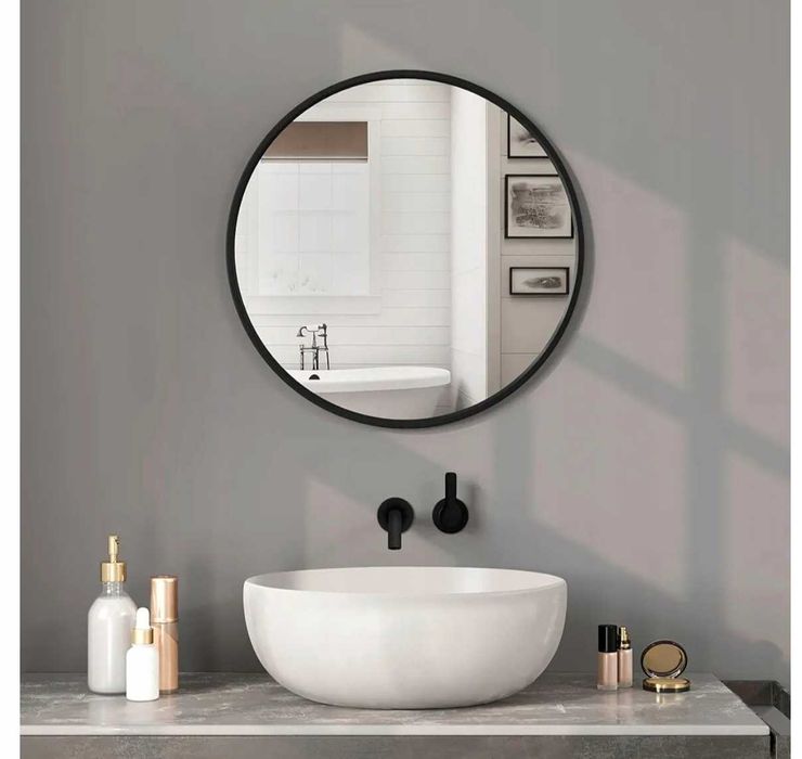 Lustro ścienne Woltu koło 60cm x 60cm Szkło Metalu i płyty MDF NrG195