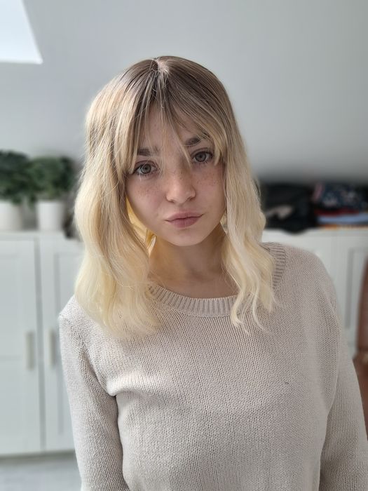 Peruka wig bob z grzywką bob ombre sombre blond brąz jakość premium co
