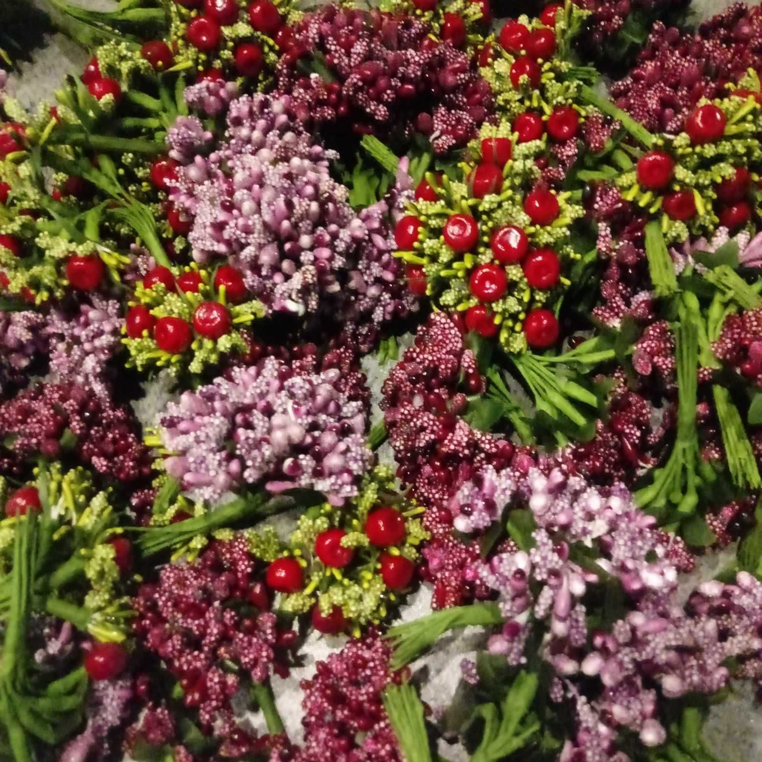 Kolorowe pręciki do kwiatów, kaszka, bukiecik ryżyk dekoracyjny, kulki