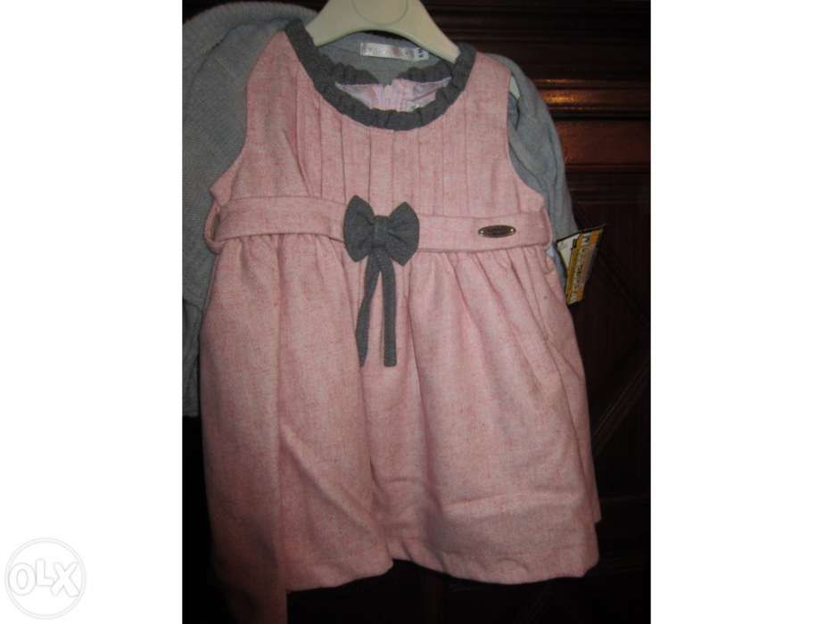 Casaco de Menina Cinzento com Laço 3 e 6 meses Maiorista Trabalhado