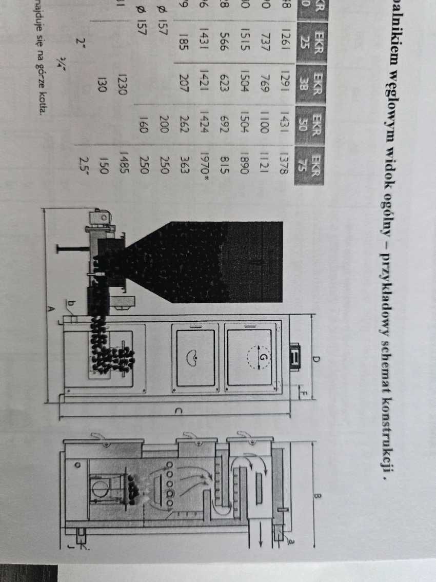 piec na ekogroszek EKR  19 kW z palnikiem węglowym