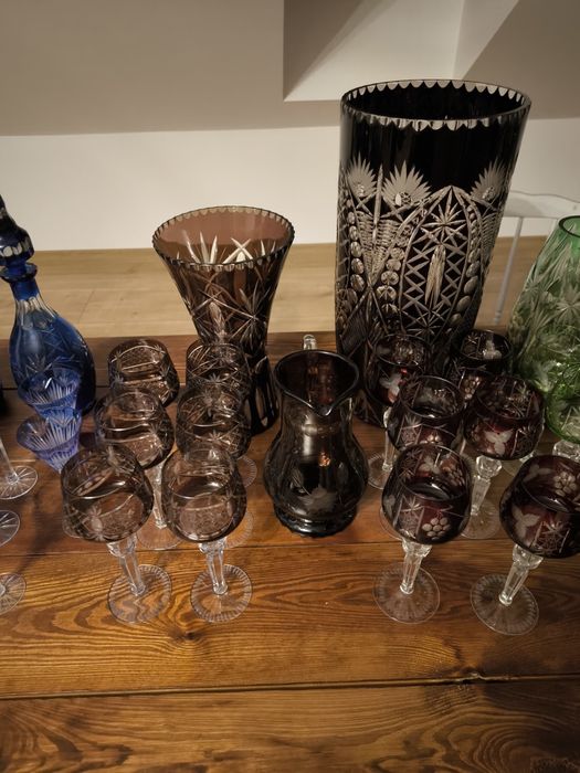 Zestaw rubinowy 15 sztuk!. Kryształ Super stan Unikat prl