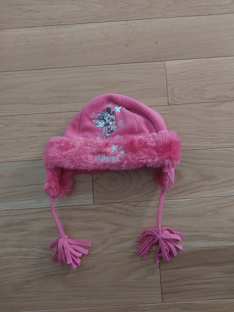 Różowa czapka czapeczka zimowa uszatka myszka Minnie 18 23 miesiące
