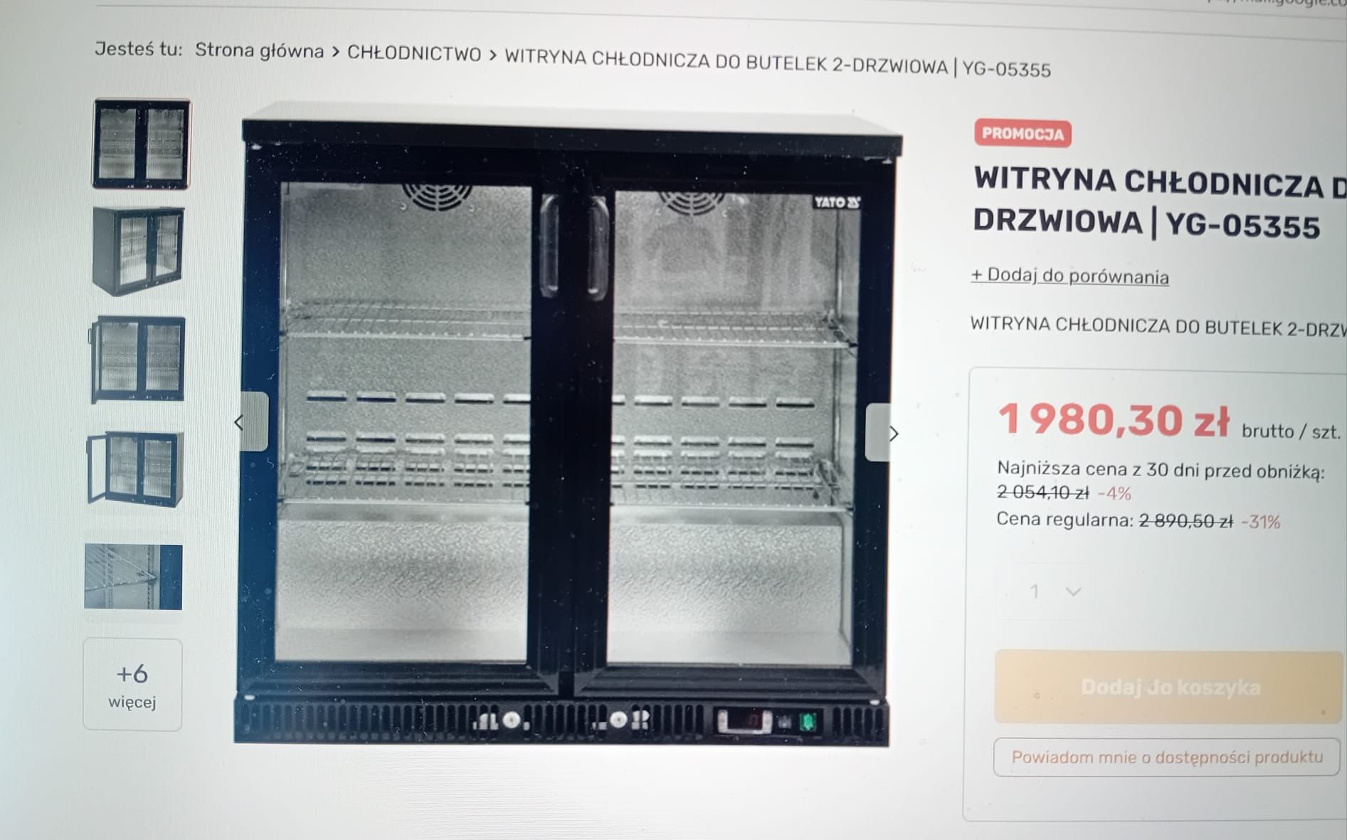 Witryna chłodząca nowa 2drzwiowa witryna chłodnicza YATO YG-05355