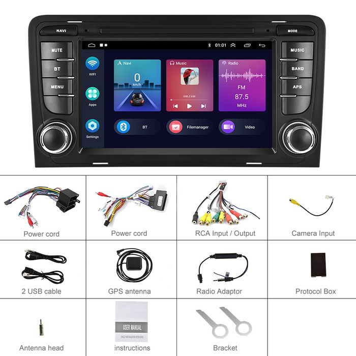 Rádio android 15 2/64gb Audi A3/S3/RS3 carplay gps wifi Bluetooth NOVO