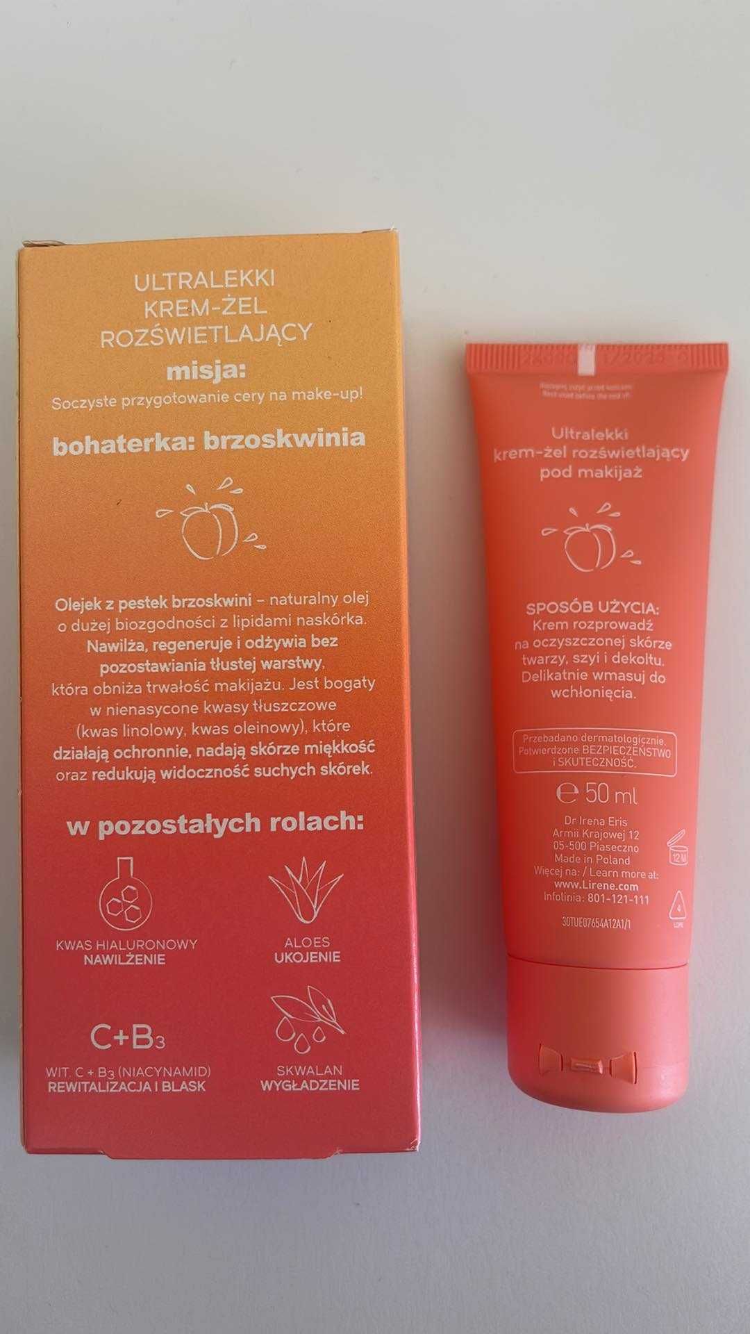 Lirene Oh Just Peachy Ultralekki Krem Żel Rozświetlający Pod Makijaż