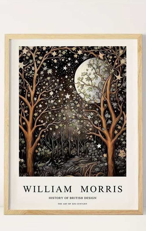 William Morris plakat wydruk na płótnie KSIĘŻYC LAS  NOC 70x50 cm