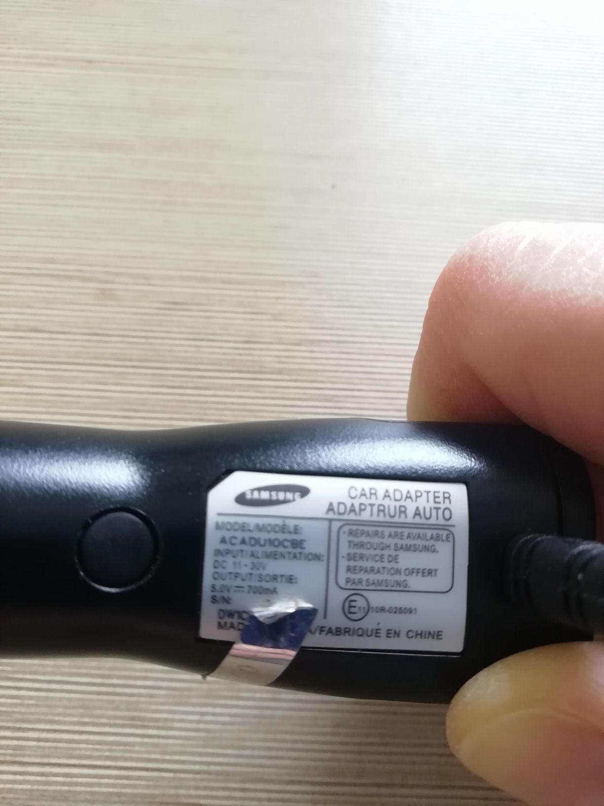 Zasilacz samochodowy SAMSUNG 5W, kabel do ładowania telefonu MICRO-USB