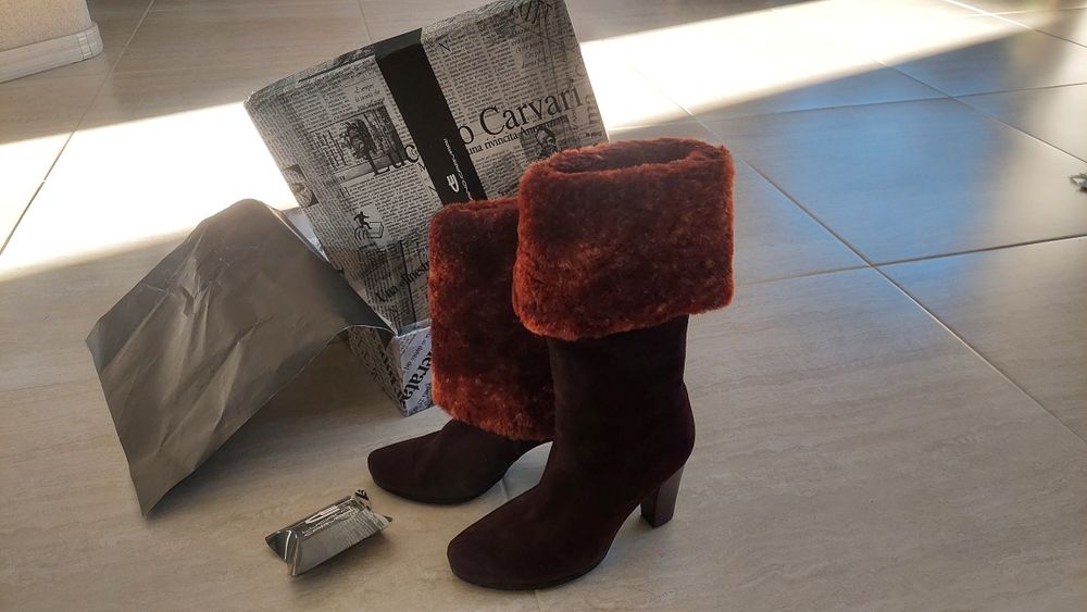 Зимові чоботи з натуральної замші. Розмір 36