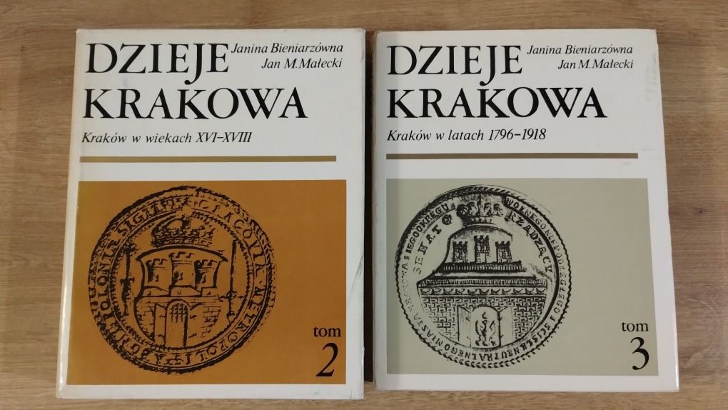 2x Bieniarzówna Małecki Dzieje Krakowa tom 2-3
